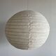 Large round suspension in rattan and natural linen, Japanese style, D:60.