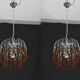 Set of 2 The Amber Crown, Murano Chandelier Amber and Crystal Drops, 1970s