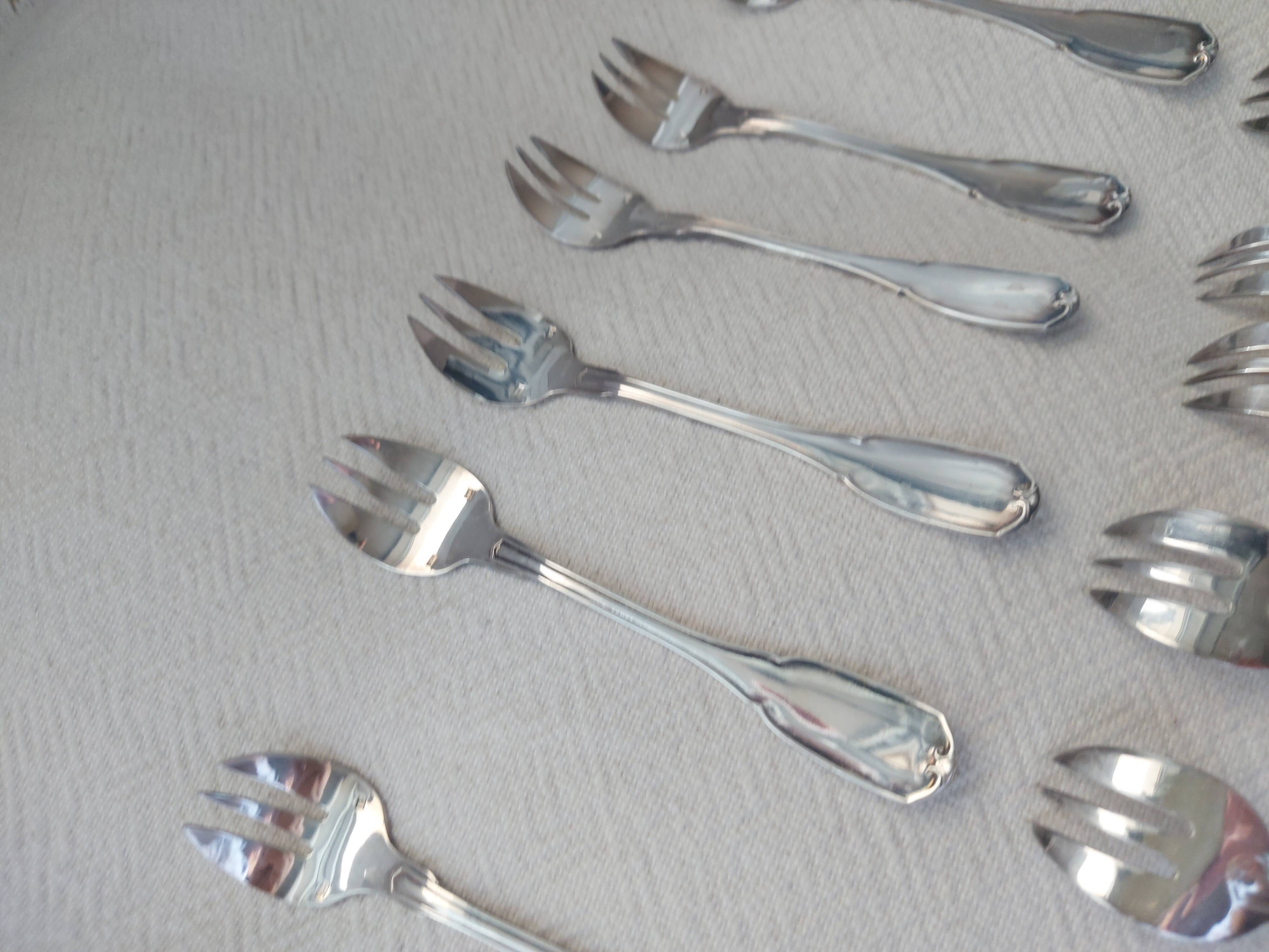 12 dessert forks in silver metal cailard bayard