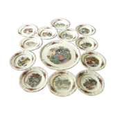 Dish and 12 plates Loux Obernai Sarreguemines Faience ancienne - Dessert service