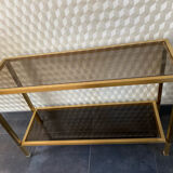 Console smoked glass and brass 70s