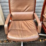 vintage leather and wood office/conference chair – st
