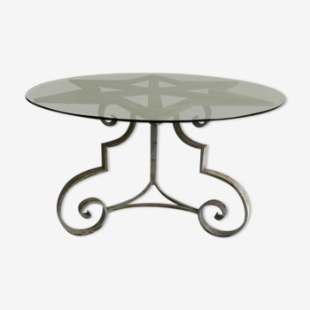 Star shaped cast iron round dining table 1970