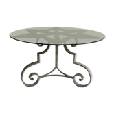 Table à manger ronde en fonte en forme d’étoile années 1970