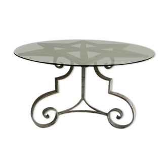 Star shaped cast iron round dining table 1970