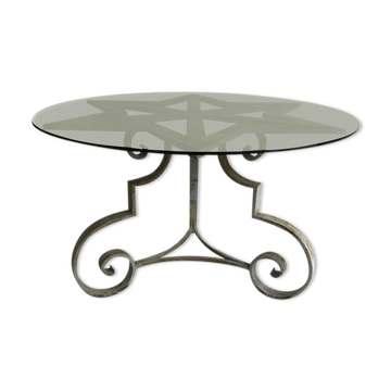 Table à manger ronde en fonte en forme d’étoile années 1970
