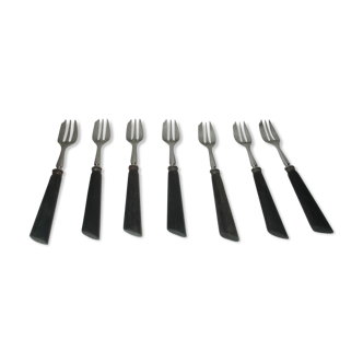 Lot of 7 forks with ebony handle oysters