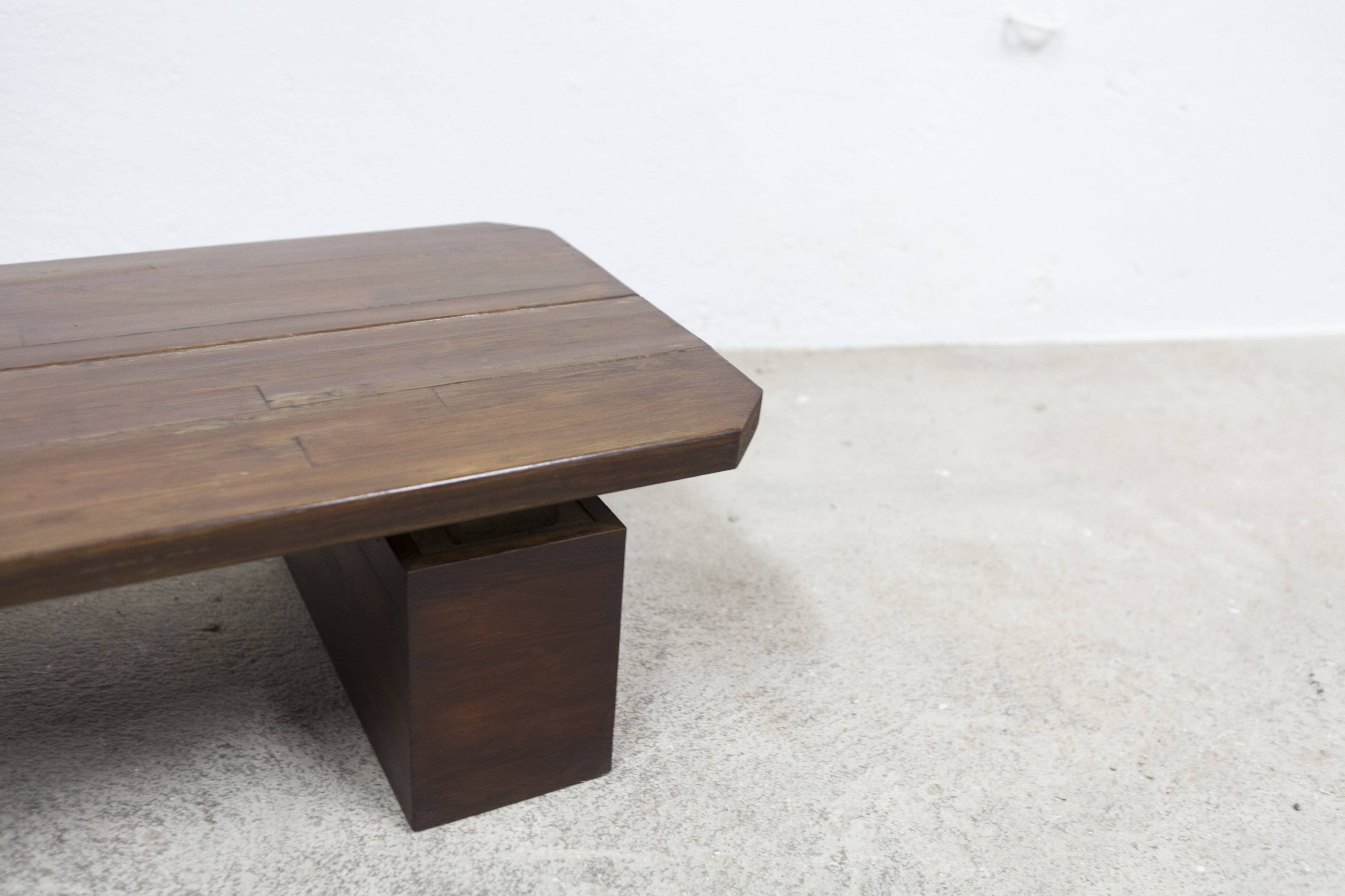 Brutalist style coffee table 1960 rectangular with cut corners