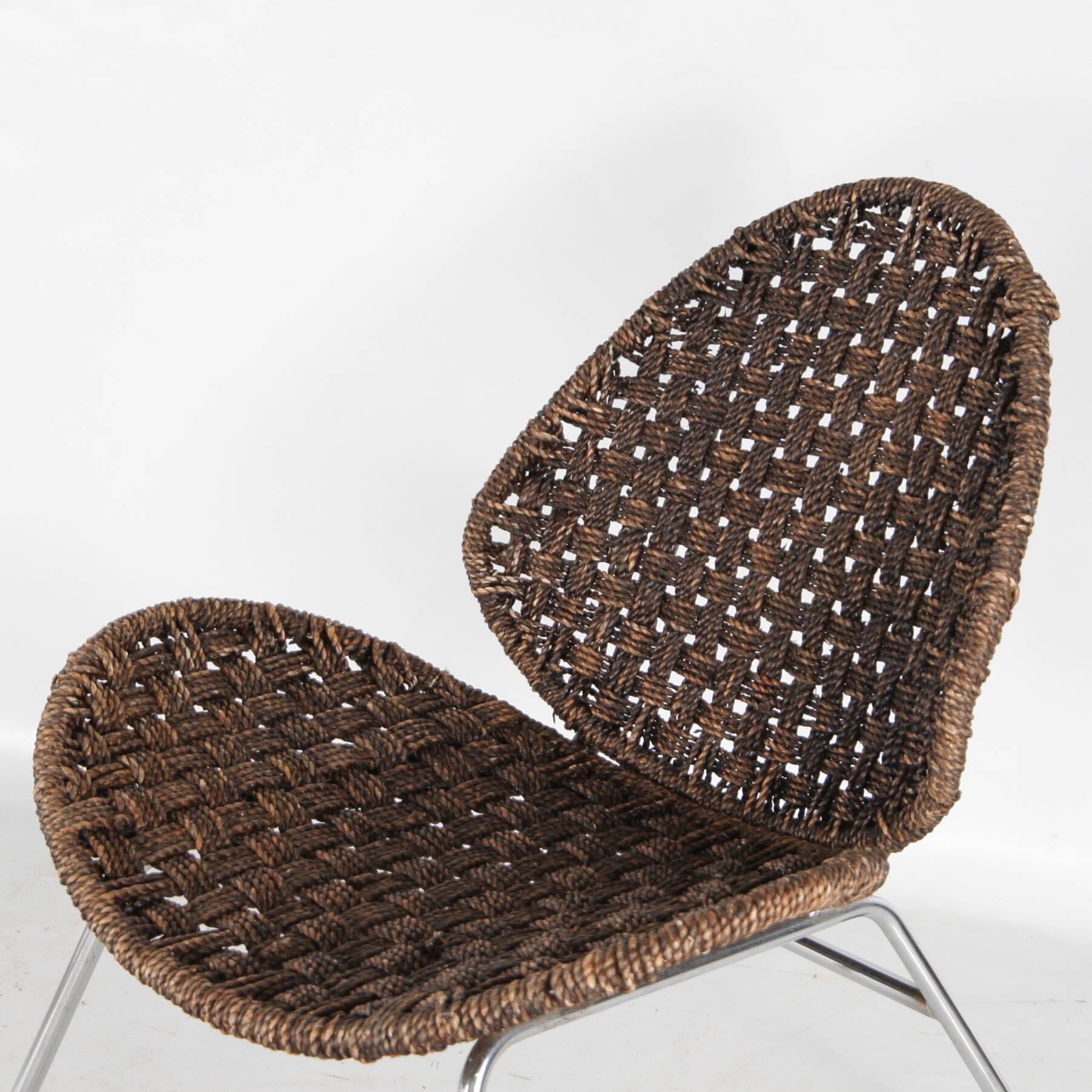 Chaise d’appoint en corde et son ottoman