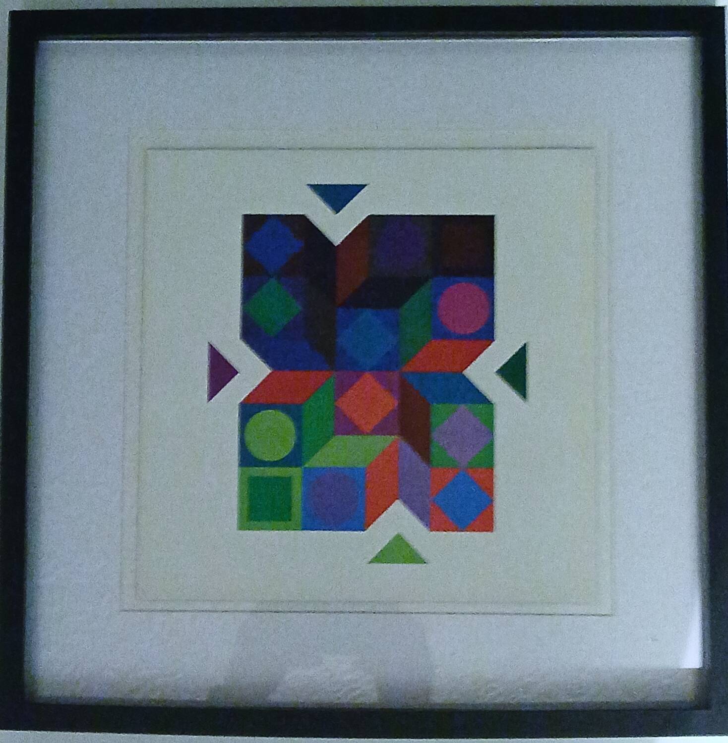 Tableau Vintage Art Optique - Victor Vasarely - Frame 40x40cm