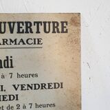 Plaque horaires pharmacie