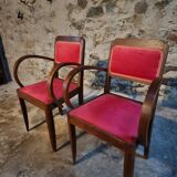 Pair of French Art Deco armchairs in beech, 1930s