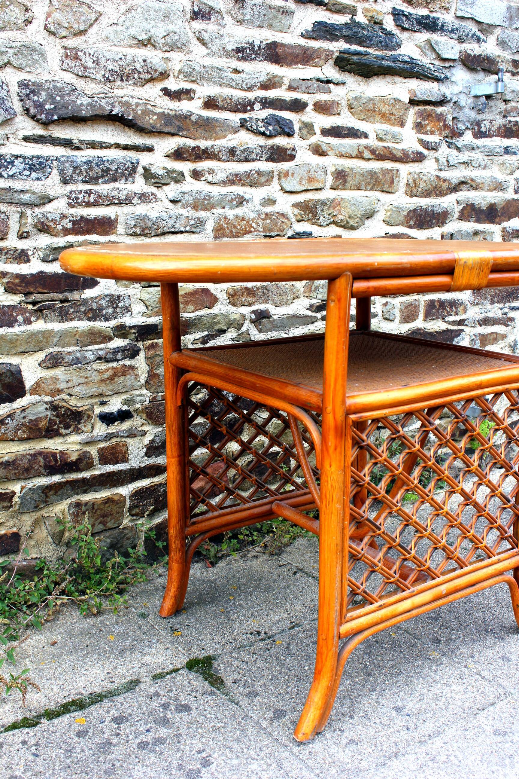 Vintage rattan bar cabinet from the 70s
