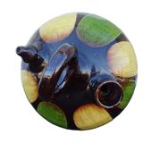 Pichet ou gargoulette ancienne française à glace verte et jaune