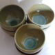 Set of 6 ice cut enamelled stoneware signed