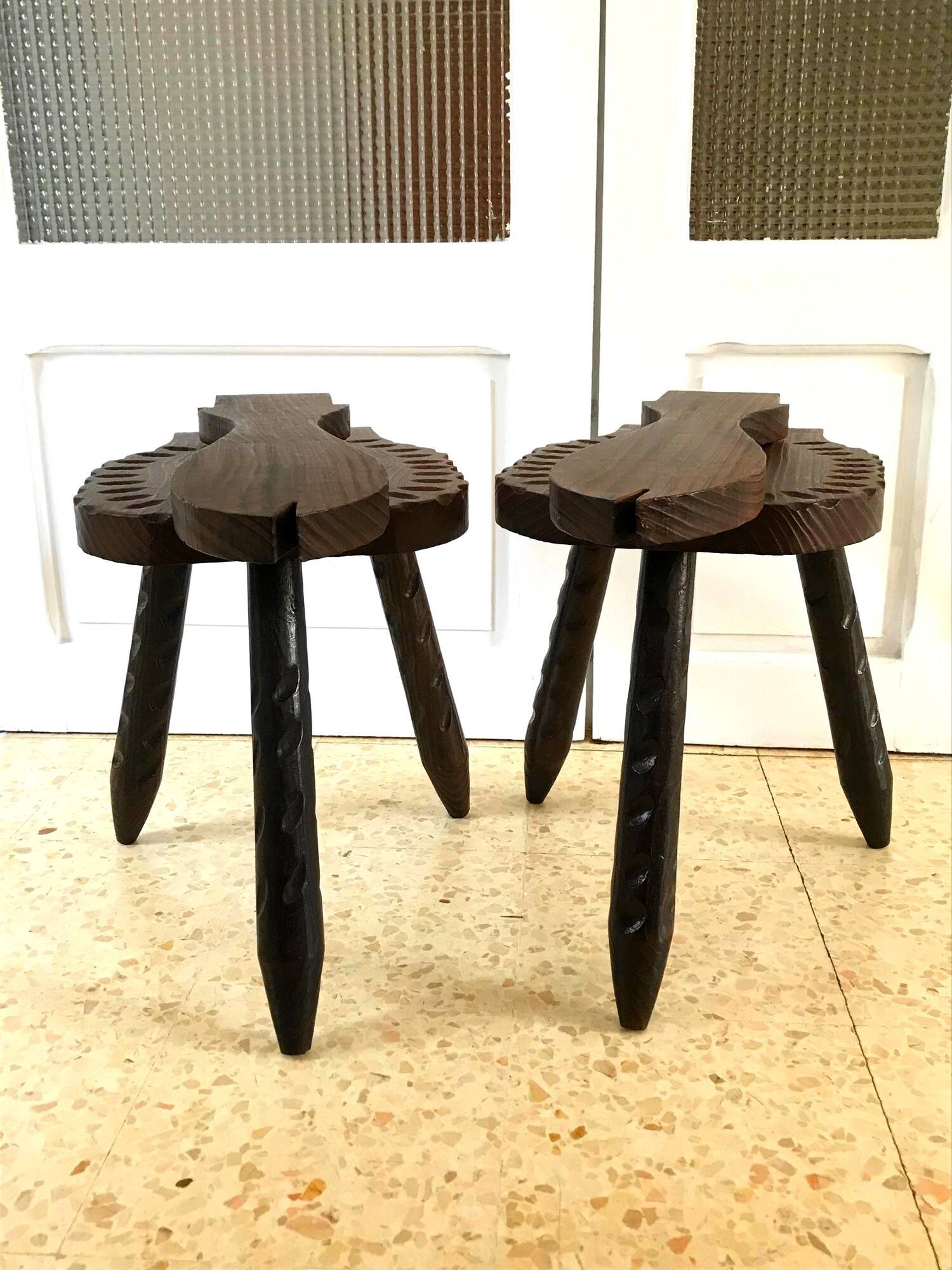 Vintage tripod stools from the 70s