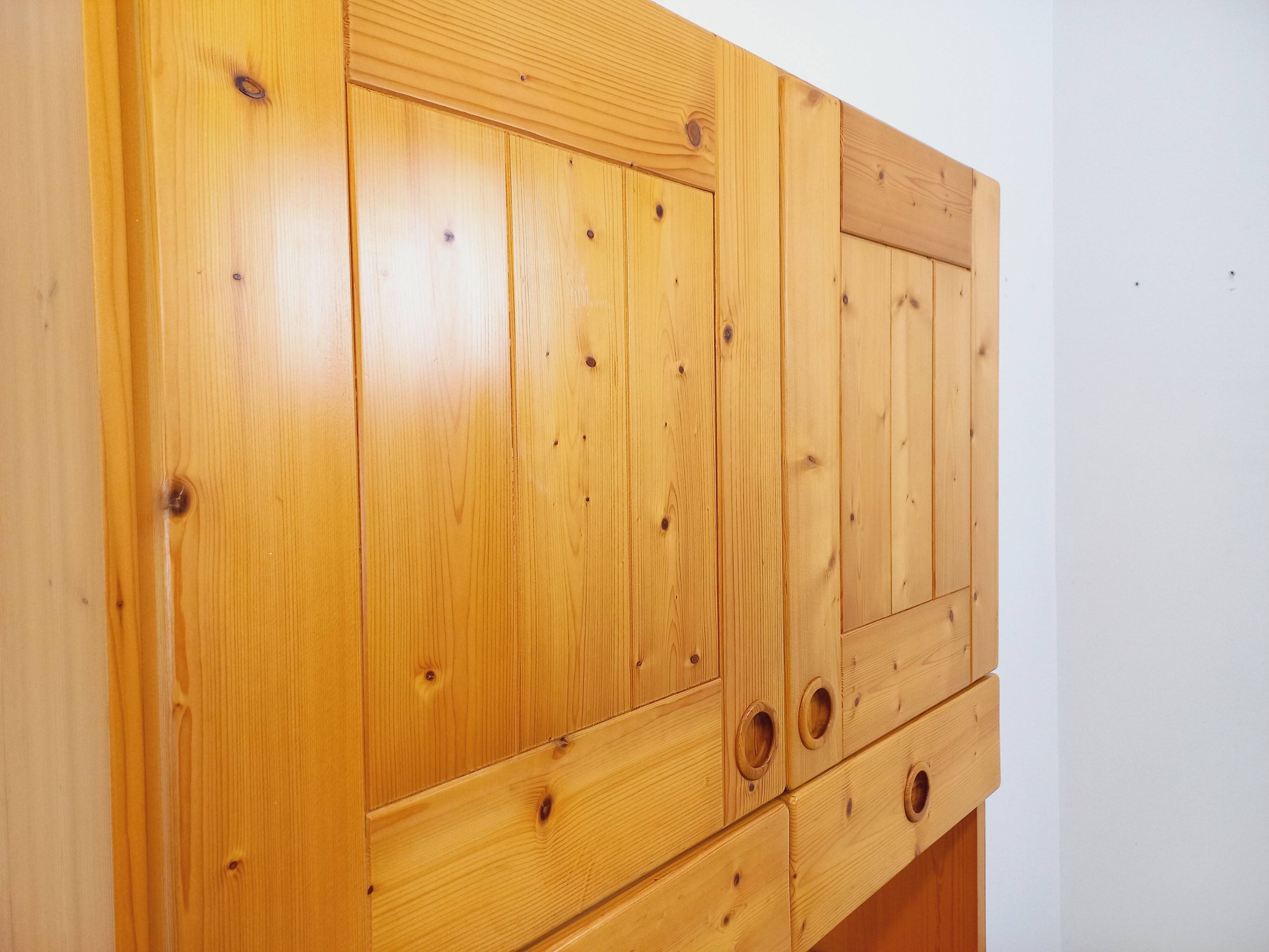 Charlotte Perriand Les Arcs vintage pine storage unit from the 60s 70s