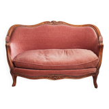 Pink velvet bench