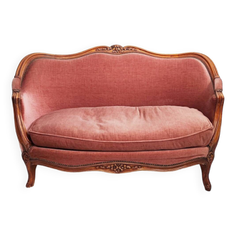 Pink velvet bench