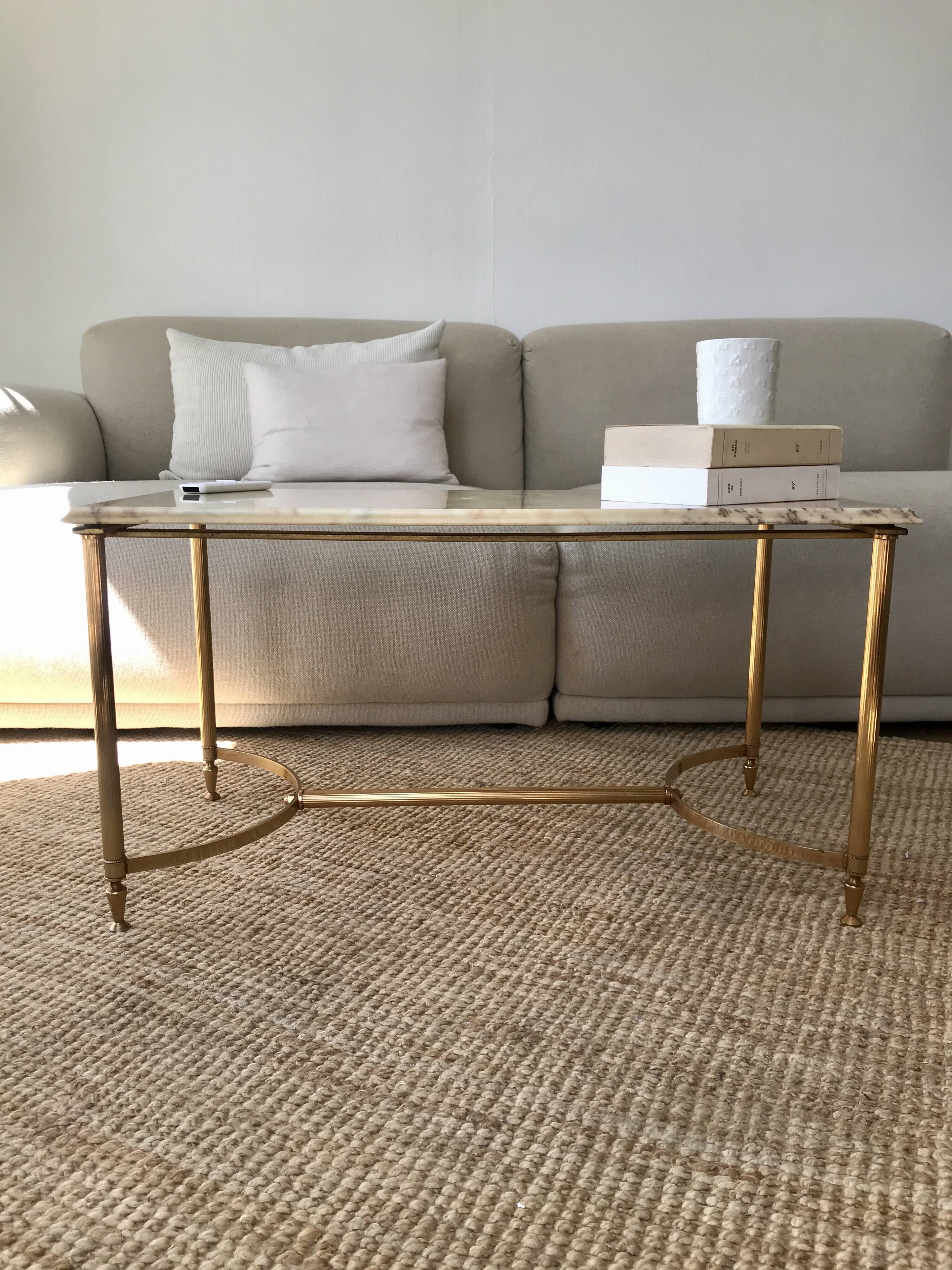 Brass and marble coffee table