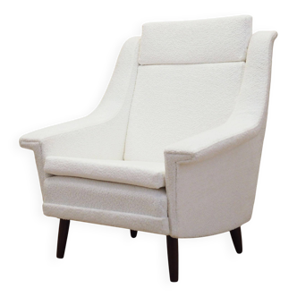 Fauteuil blanc, design danois, années 1970, production : Danemark