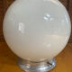Vintage Ceiling Light Opaline White Ball + Aluminium Support 50s #E