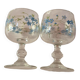 lot de 2 petits verres a pied vintage a petites fleurs bleues arcopal model