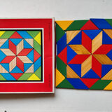 Game vintage painted wooden mosaic