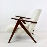 Vintage Ivory white Boucle Model B-310 Armchair, 1970s