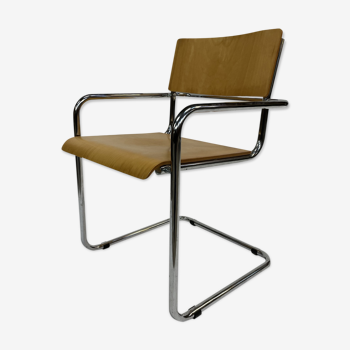 Chaise à cadre tubulaire vintage au design minimaliste en bois