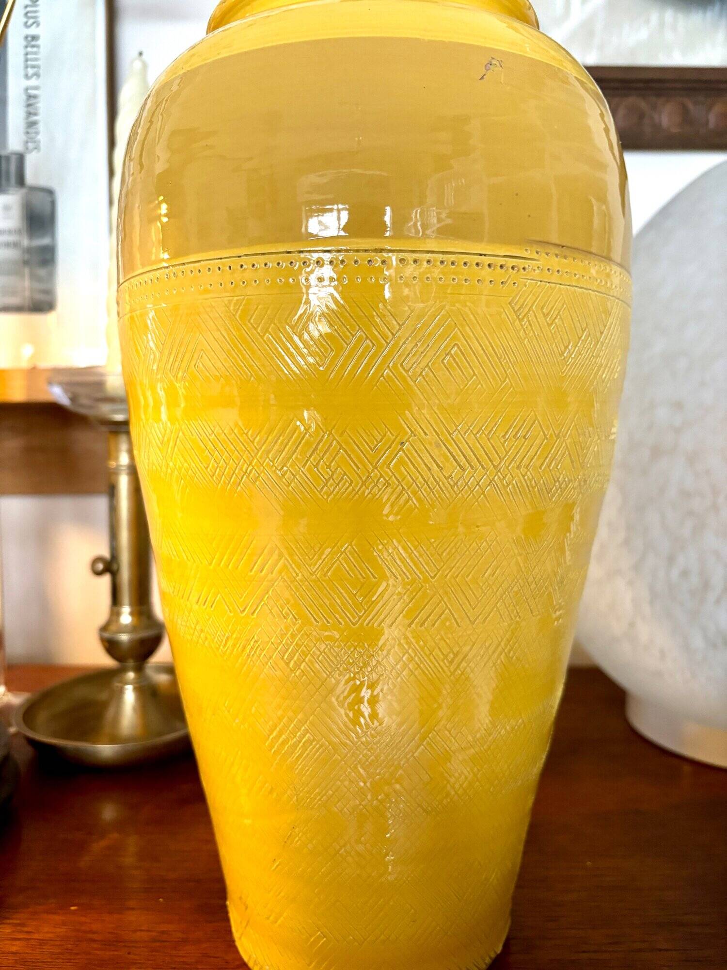 Yellow glazed ceramic vase