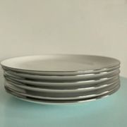 6 assiettes à dessert en porcelaine blanche liseré argent – Seltm