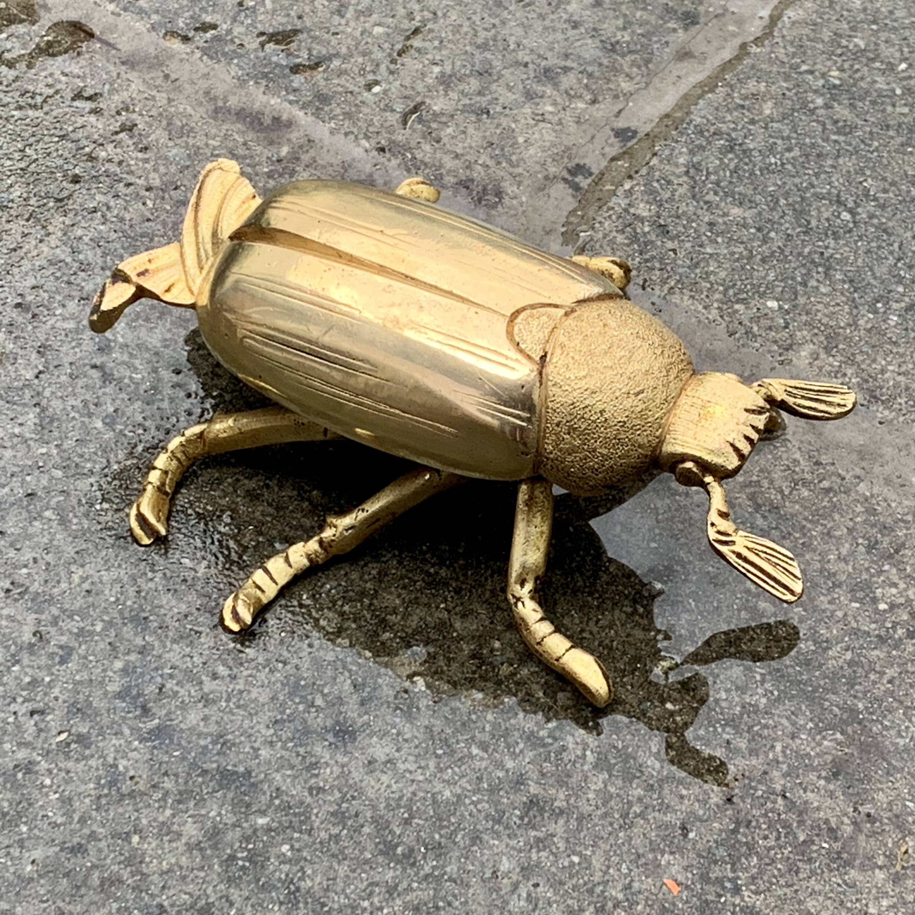 Vintage golden brass scarab