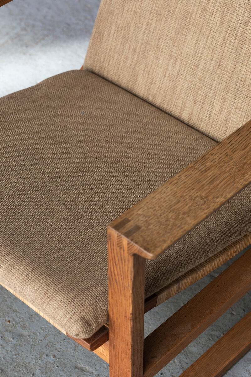 Set of 2 lounge chairs and one footrest by Borge Mogensen for Fredericia Denmark 1960’s