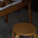 Alvar Aalto, a pair of vintage birch stools, model "60", made by Artek, 1970s.