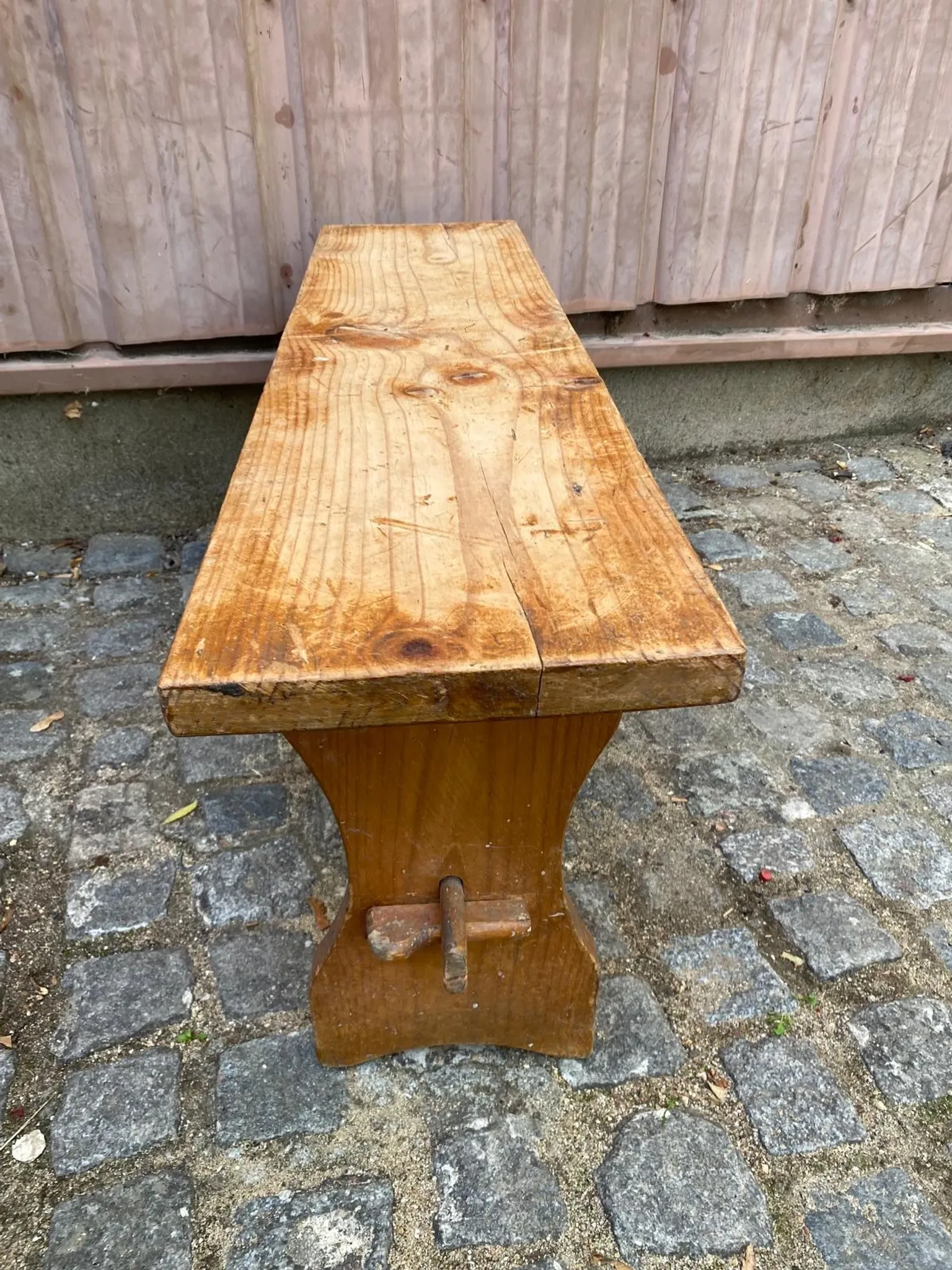 Vintage solid wood farm bench 100 cm – Rustic & chalet style 1960