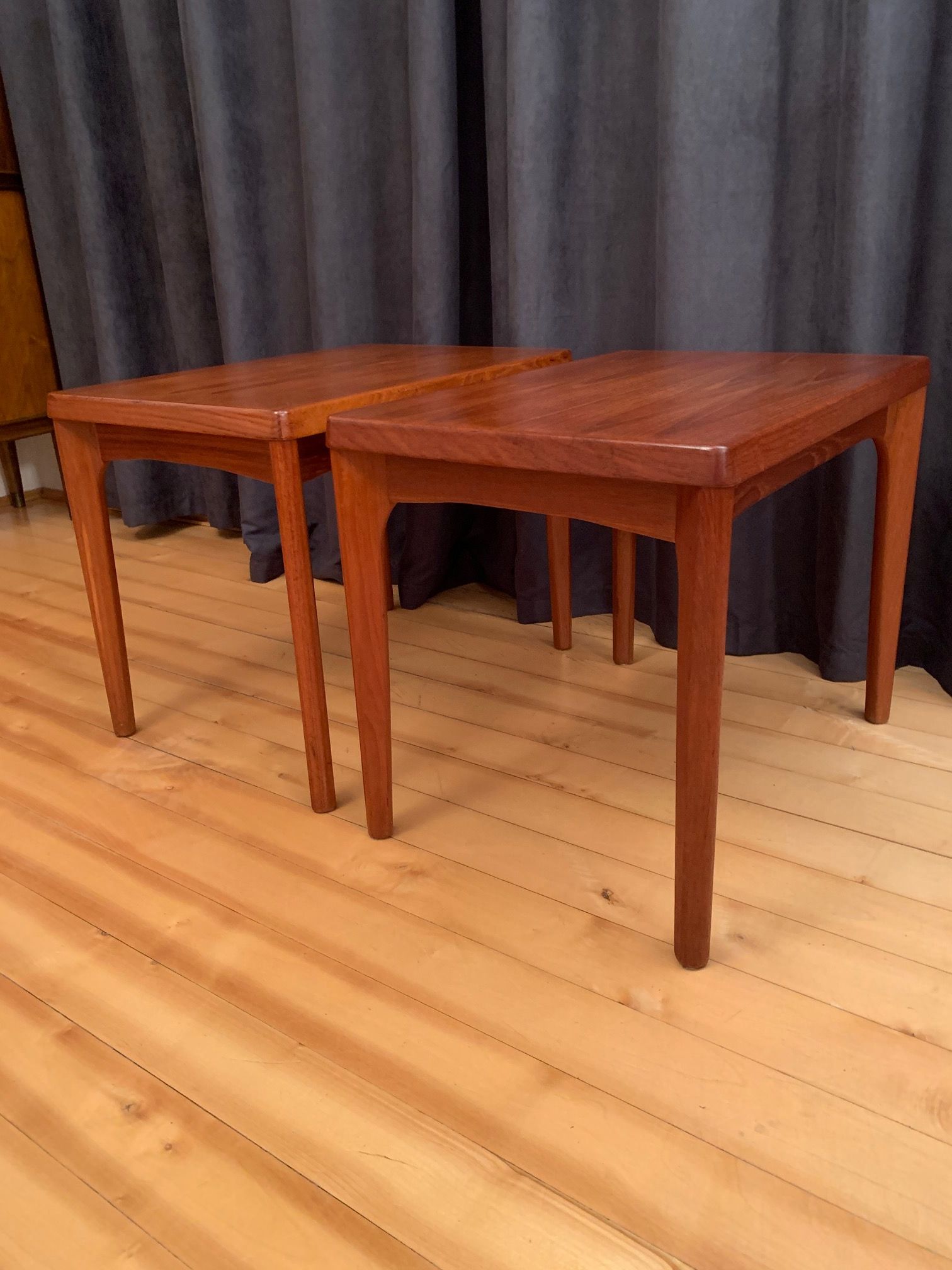 Pair of side tables by Henning Kjaernulf, Vejle Møbelfabrik, Denmark, 1960s