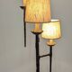 Brutalist tripod floor lamp with 3 lights in wrought iron, France circa 1950.