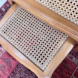 Vintage nesting tables in wood and cane – perfect condition.