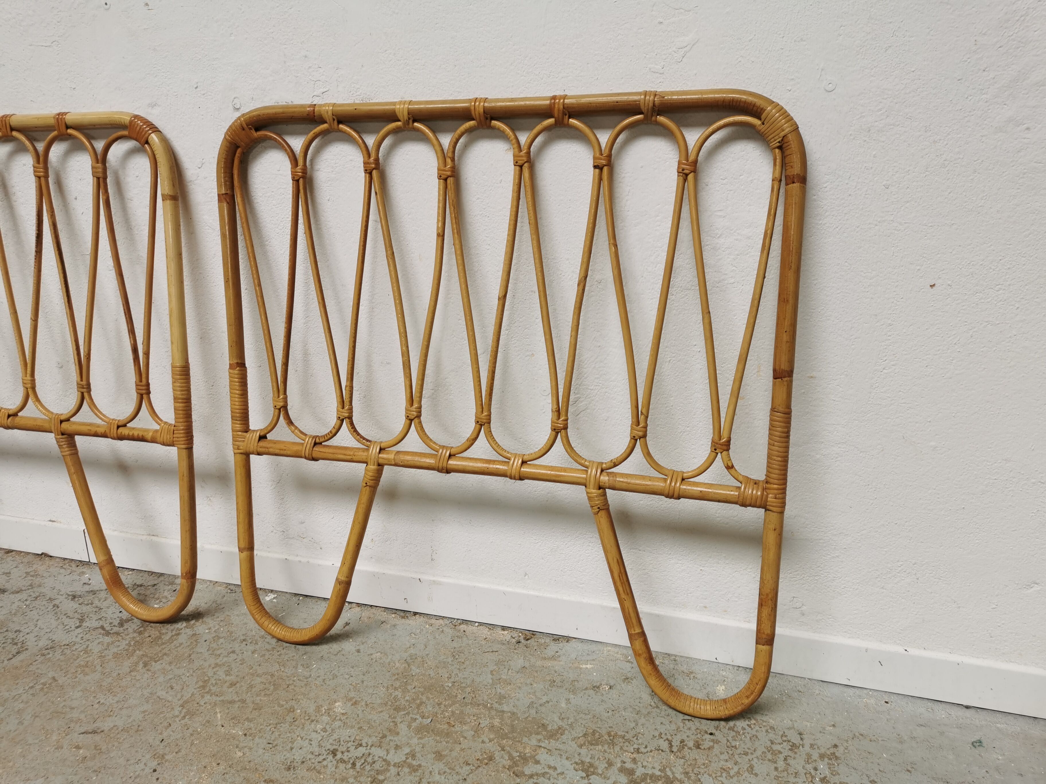 Pair of vintage rattan headboards