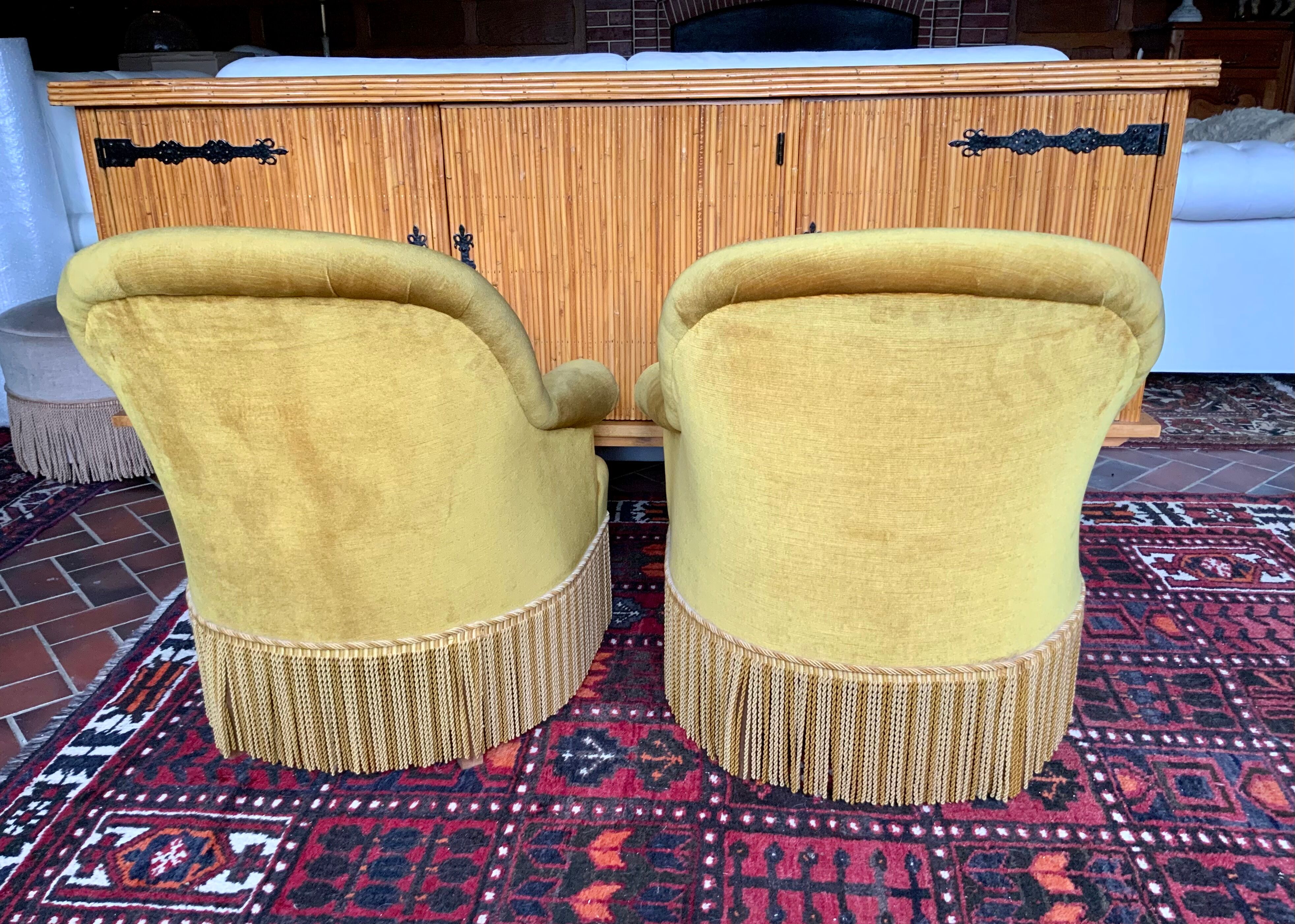 Pair of golden yellow toad armchairs