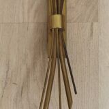 Mid-Century French Brass Sconces • Bullrush Design • Opaque Glass Shades