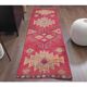 1970s vintage Turkish hand-knotted wool cotton pink runner rug 80x289