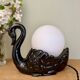Vintage lamp, black ceramic swan and white opaline globe