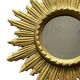 golden wooden sun mirror - 48 cm