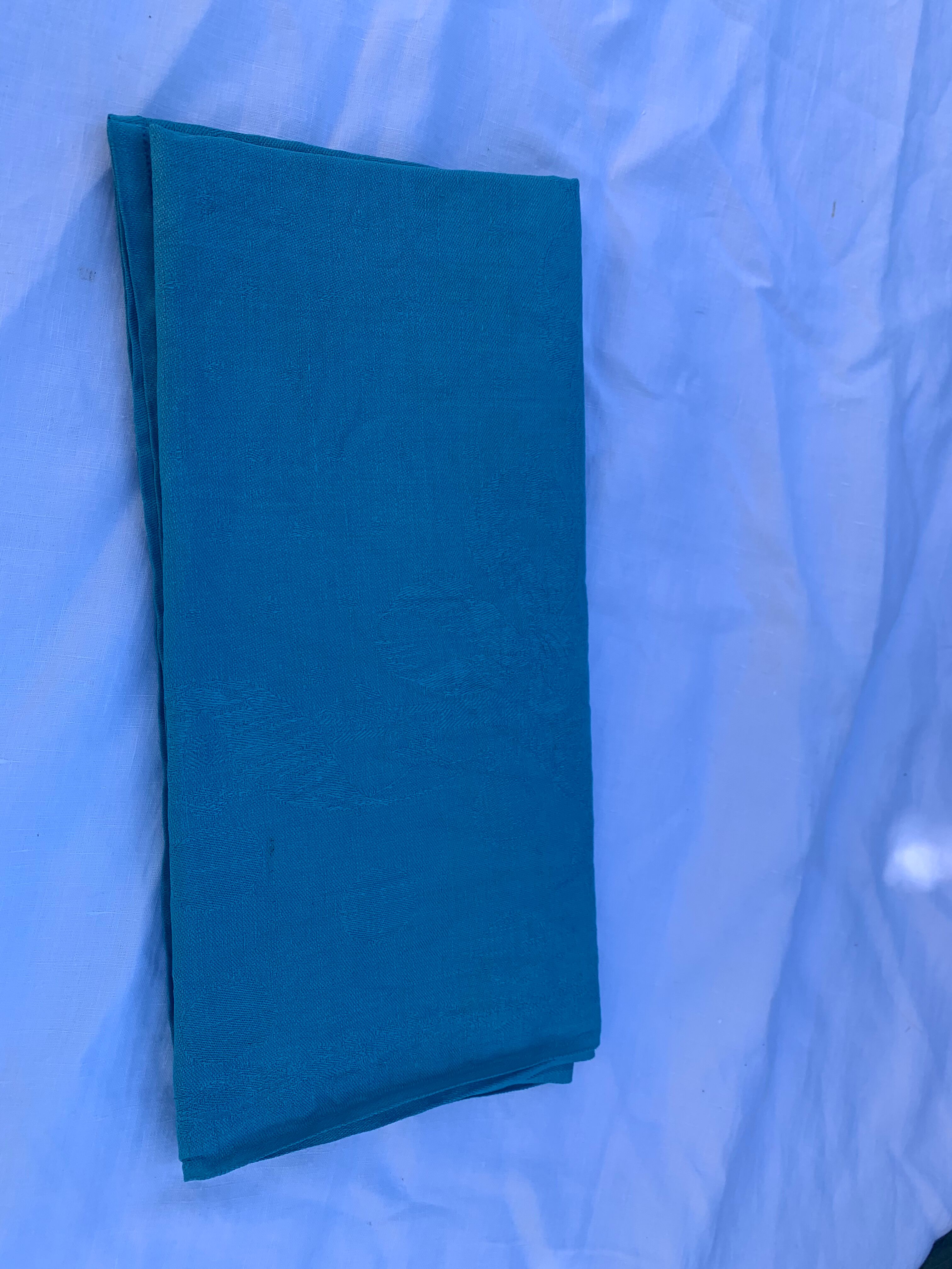 6 serviettes en coton damassées teintées bleues émeraude