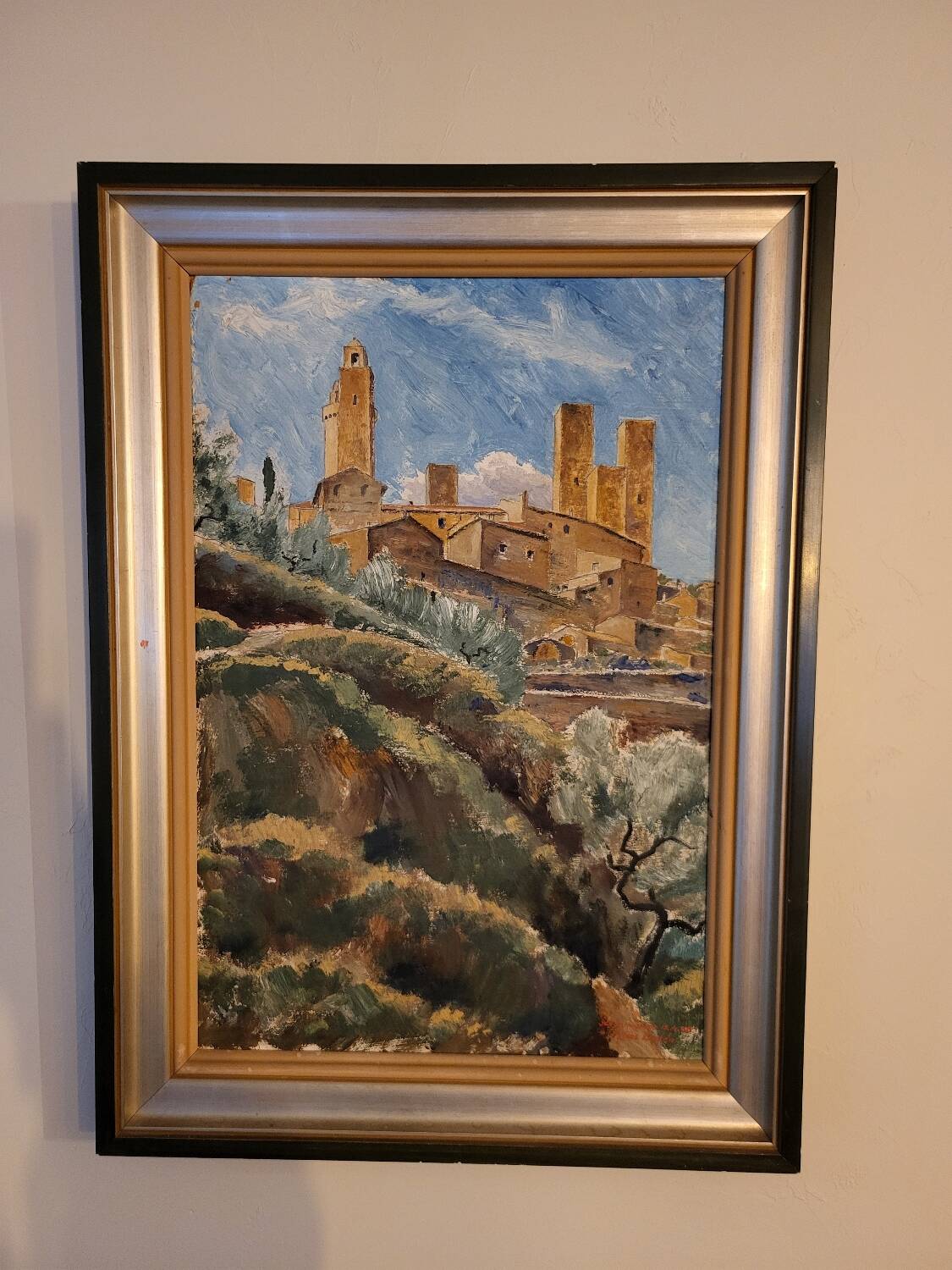 Oil painting by Hans Lindén /1938/ San Gimignano Italy