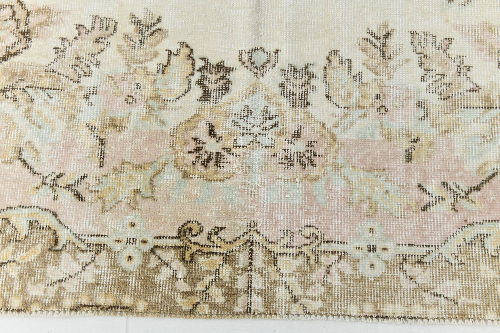 291x172 Vintage Turkish Rug, Pastel Pink Green Brown Rug, Turkish Carpet