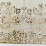 Tapis turc vintage 291 x 172 cm, rose pastel, vert et marron