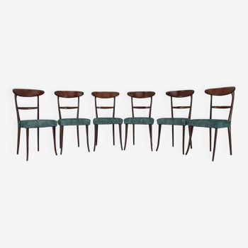 1950s Set of 6 Dining Chairs in Ico Parisi Style, Restored